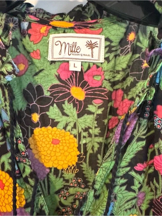 Mille Astrid Midi Dress Botanica Floral Tiered | L - Picture 3 of 5